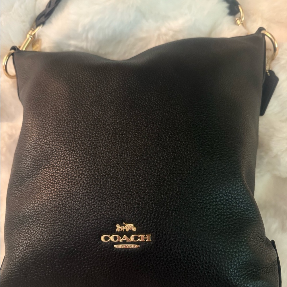 Coach Black Leather Shoulder Bag with Signature Logo